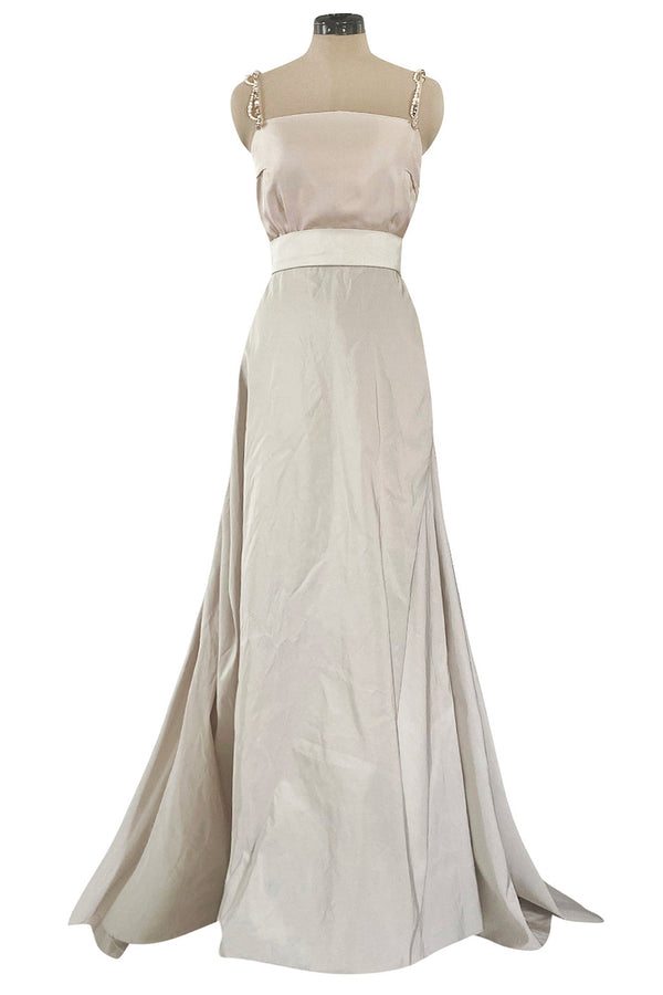 Prettiest 2012 Lanvin by Alber Elbaz Nude & Blush Silk Trained Wedding Dress w Beaded Detail