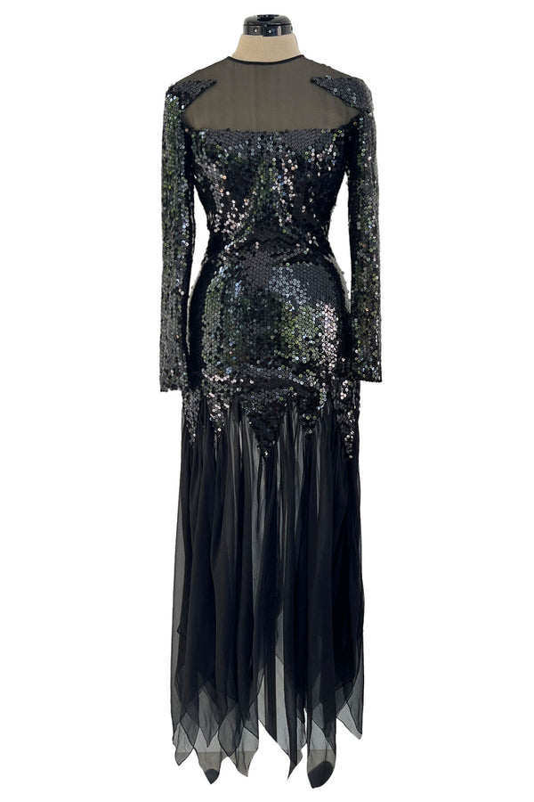 CHANEL Evening Dress Size 36 FR in Black Silk Sequin