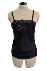 Prettiest Spring 1984 Emanuel Ungaro Haute Couture Black Silk & Handmade Lace Camisole
