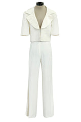 Chic Spring  1993 or 1996 Christian Dior by Gianfranco Ferre Numbered White Tux Pant Suit