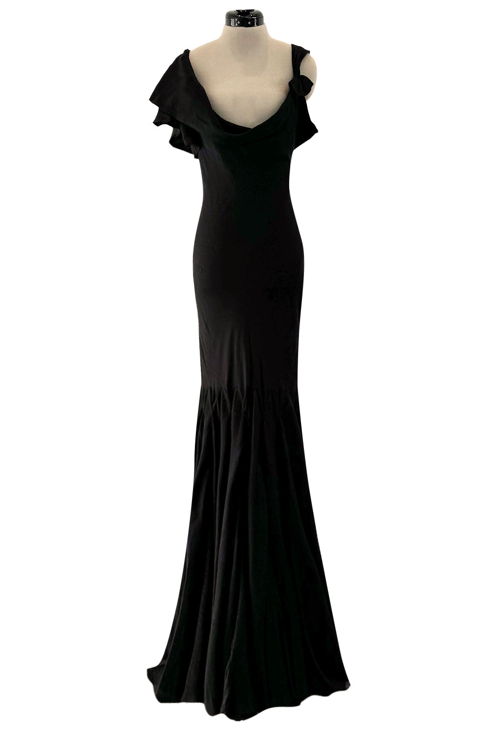 Phenomenal Spring 2007 Alexander McQueen Black Silk Bias Cut Dress w S – Shrimpton Couture