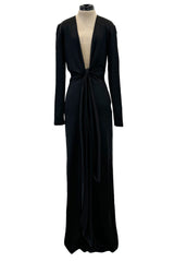 Spring 2018 Givenchy by Clare Wright Keller Long Tie Black Front Plunge Jersey Dress