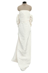 Gorgeous 2013 Lanvin Blanche by Alber Elbaz Strapless Ivory Silk Wedding Dress w Back Bow & Ruffle