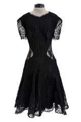 Fall 2017 Alexander McQueen by Sarah Burton Black Lace Dress w See Through Lace Back