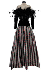 Fall 1982 Hubert de Givenchy Unlabeled Haute Couture Runway Dress w Feathers w Feather Collar