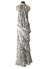 Dreamy Fall 2008 Ungaro by Esteban Cortazar Runway Look 18 Printed Chiffon Backless Halter Dress