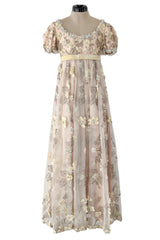 Outstanding 1967 George Halley Couture Heavily Embroidered, Rhinestone & Applique Soft Pink Dress