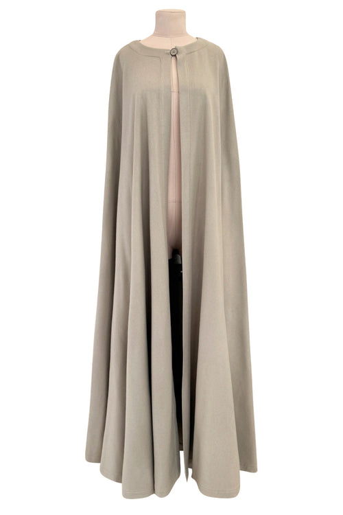 Iconic Fall 1988 Yves Saint Laurent Runway Chic & Minimalist Feeling Taupe Full Length Wool Cape