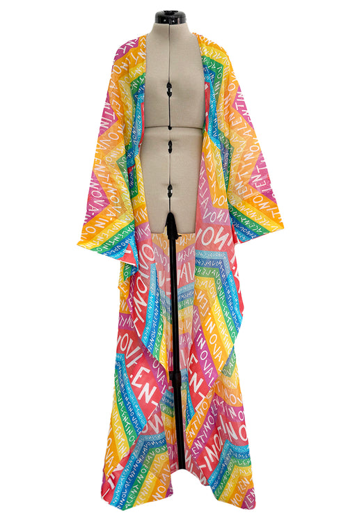 Dreamy 2024 Valentino Special Escape Summer Capsule Cotton Chevron & Logo Print Cover Up Overdress