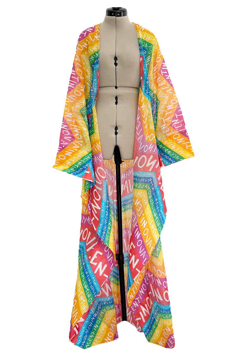 Dreamy 2024 Valentino Special Escape Summer Capsule Cotton Chevron & Logo Print Cover Up Overdress