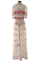 Spring 2016 Etro by Veronica Etro Runway Look 6 Ivory Net Lace Dress w Embroidered Silk Panels