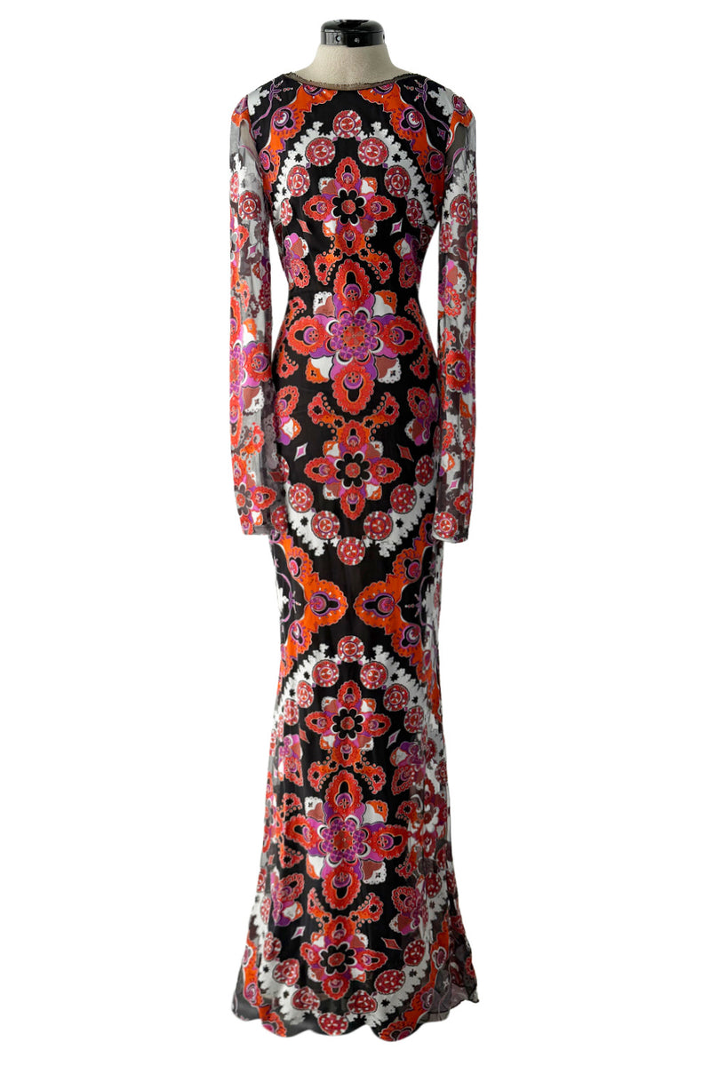 Fantastic Spring 2012 Emilio Pucci by Peter Dundas Runway Look 10 Coral Print Open Back Dress