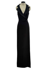 Iconic Spring 1998 Yves Saint Laurent Runway Wrap Tuxedo Dress w High Wrap Over Slit