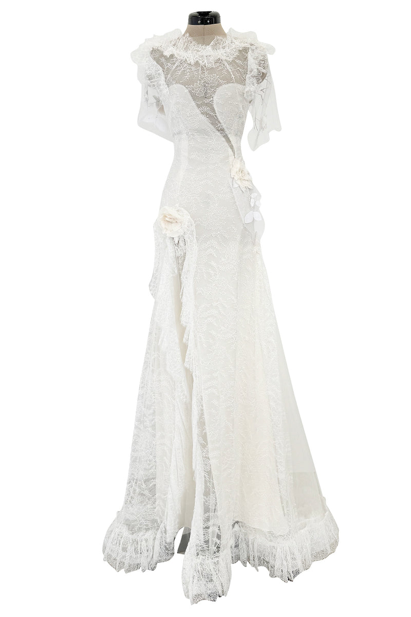 Dreamy Fall 2016 Rodarte Runway Look 40 White Lace, Silk & Net Bias Cu –  Shrimpton Couture