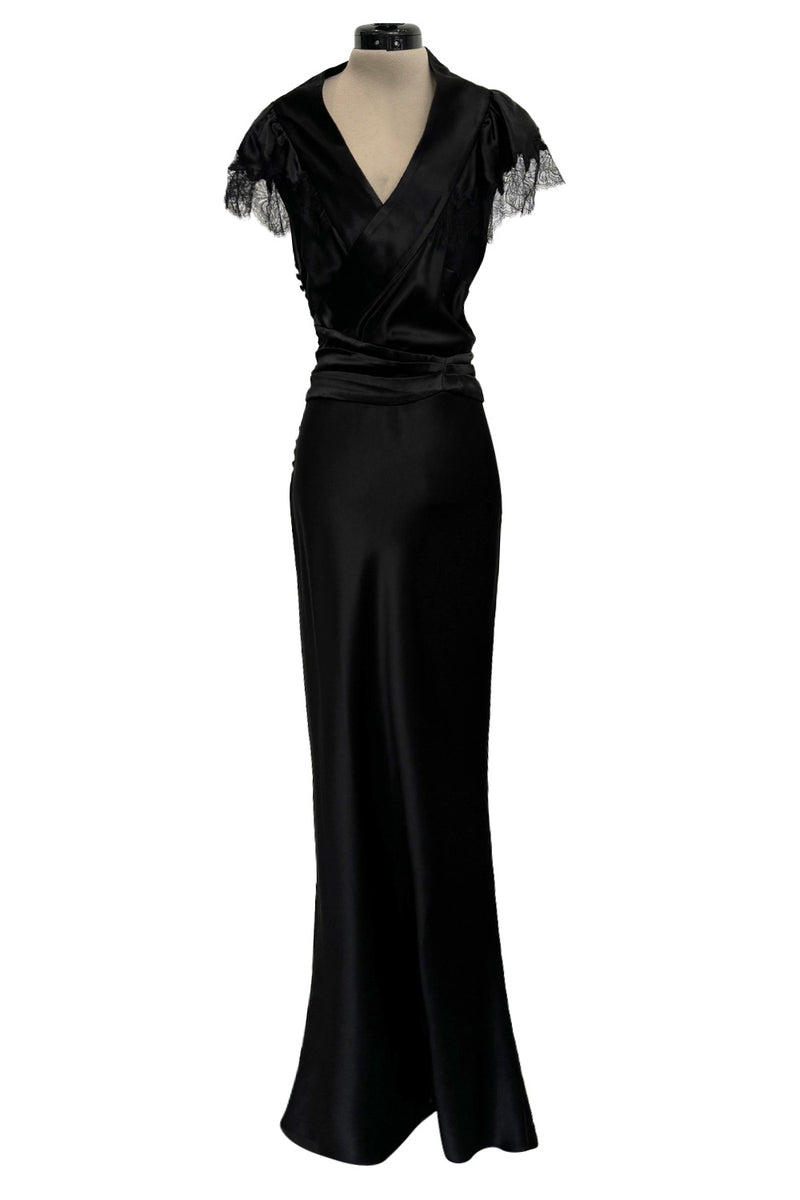 Iconic Fall 2005 John Galliano Black Silk Bias Cut Dress w Plunge Fron Shrimpton Couture Iconic Fall 2005 John Galliano Black Silk Bias Cut Dress w Plunge Fron Shrimpton Couture