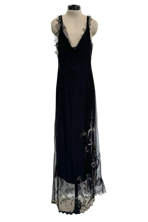 Prettiest Fall 2006 Christian Dior by John Galliano Black Silk & Net Dress w Beaded Detail