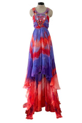 Gorgeous Spring 2015 Emilio Pucci by Peter Dundas Runway Look 36 Tie Dye Beaded Silk Chiffon Dress
