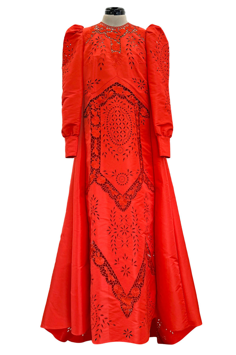 Spring 2020 Erdem Runway Look 41 Coral Red Embroidered Cut-Out Runway Shrimpton Couture Spring 2020 Erdem Runway Look 41 Coral Red Embroidered Cut-Out Runway Shrimpton Couture