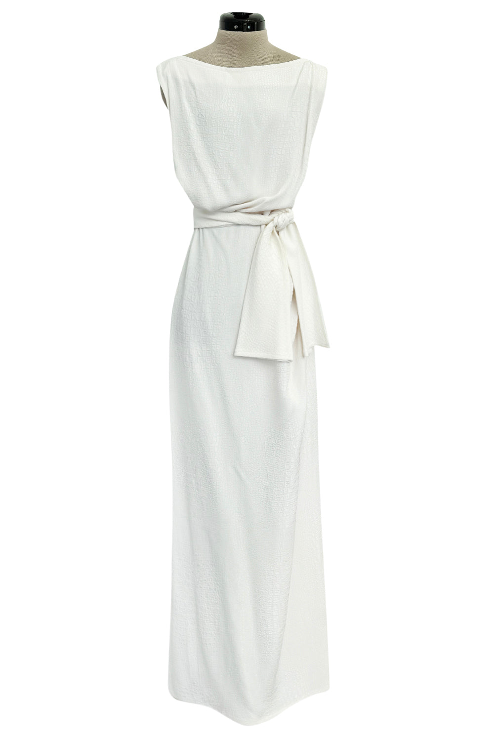 Yves Saint Laurent Spring 1993 minimalist White Dress w Raised Reptile – Shrimpton Couture
