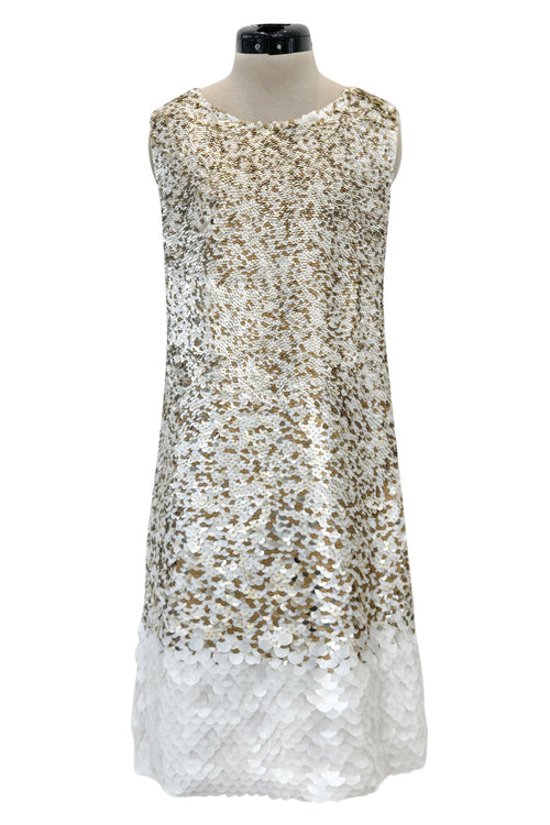 Gorgeous Resort 2013 Oscar de la Renta Runway Look 13 Gold Silver & Ivory Sequin Dress