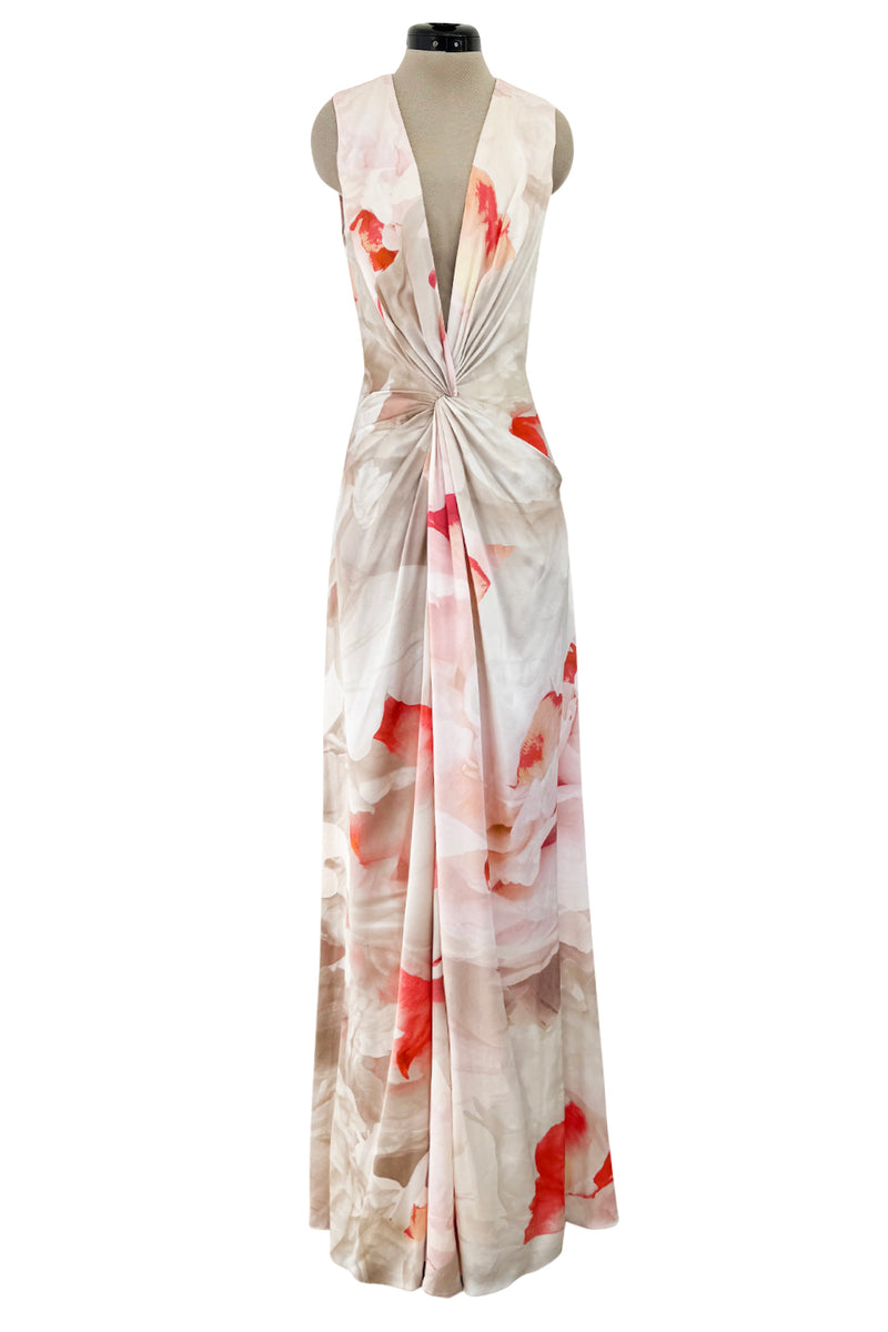 Beautiful 2010 Alexander McQueen Draped Silk Dress w Oversized Soft Fl Shrimpton Couture Beautiful 2010 Alexander McQueen Draped Silk Dress w Oversized Soft Fl Shrimpton Couture