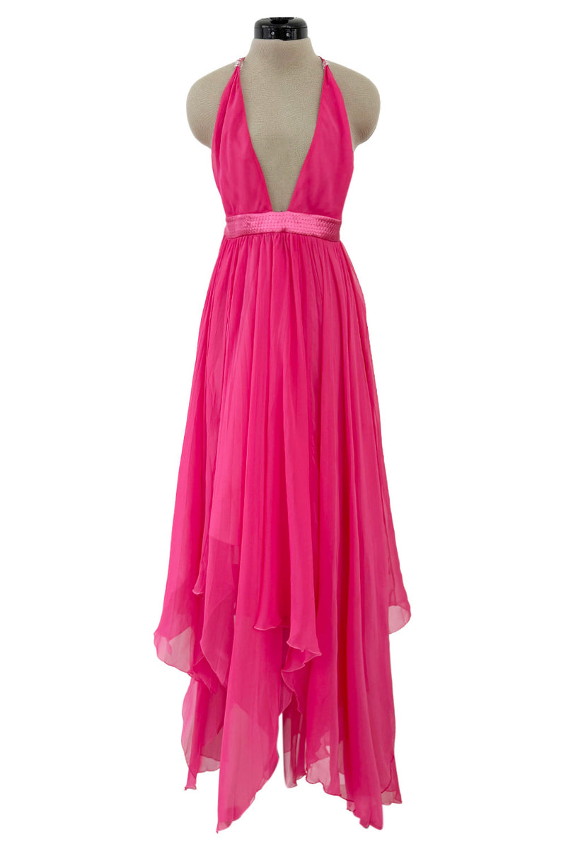 slim fit dress slacks Recent Givenchy Vivid Silk Pink Chiffon Halter Dress w Completely Open –  Shrimpton Couture