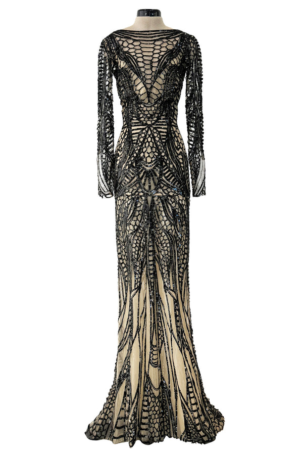 Black iridescent rhinestone pearl embellished draped slit maxi dress sale