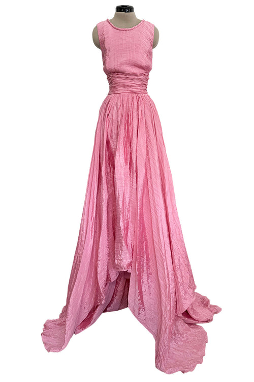 Gorgeous Pre-Fall 2012 Oscar de la Renta Runway Look 53 Soft Pink Silk Dress w Trained Skirt