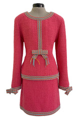 Rare & Extraordinary Spring 1994 Chanel by Karl Lagerfeld Runway Pink Suit w Corded Detail