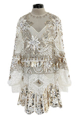 Beautiful Spring 2020 Valentino by Pierpaolo Piccioli Densely White & Gold Sequin Dress