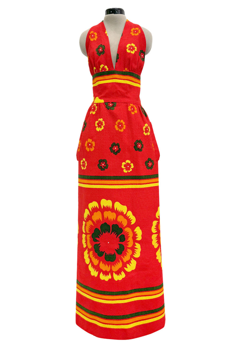 Gorgeous 1971-1972 Lanvin by Jules-Francois Crahay Floral Printed Cora Shrimpton Couture Gorgeous 1971-1972 Lanvin by Jules-Francois Crahay Floral Printed Cora Shrimpton Couture