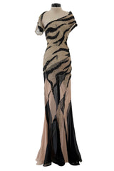Spring 2001 Jean Louis Scherrer Haute Couture Look 22 Runway Sample Beaded Silk Chiffon & Net Dress