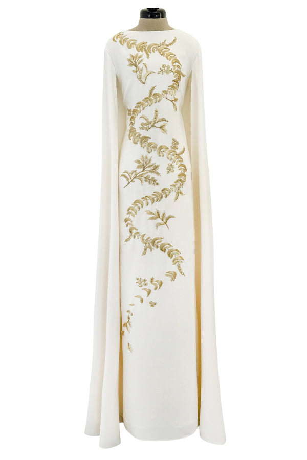 Spring 2019 Oscar de la Renta by Laura Kim & Fernando Garcia Gold Embellished Ivory Caftan Dress