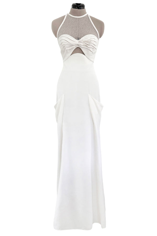 Runway Spring 2013 Emilio Pucci by Peter Dundas Look 41 White Silk Halter Dress w Pockets
