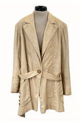 Incredible 1920s or Earlier Unlabeled Ultra Fine Natural Linen Jacket w Hand Carved Buttons