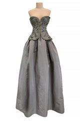 Incredible Fall 1996 Nina Ricci by Gerard Pipart Haute Couture Runway Strapless Silver & Gold Dress