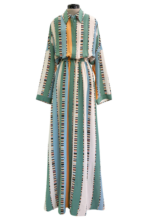 Chic Spring 2018 Emilio Pucci Runway Look 26 & Ad Campaign Printed Stripe & Dot Silk Dress or Cover Up