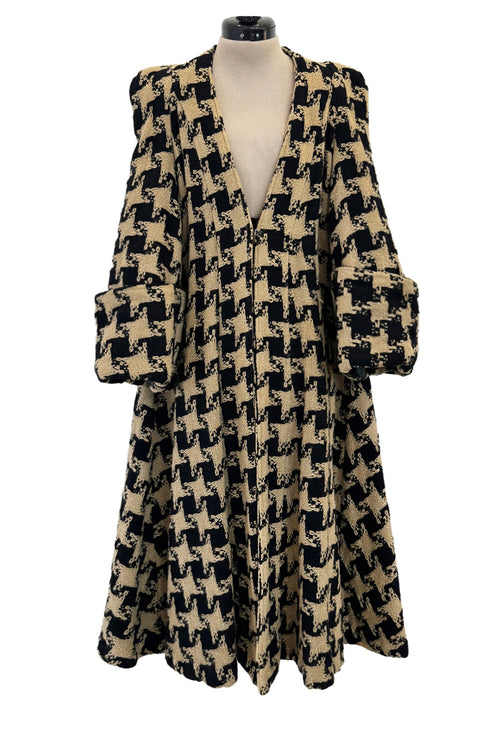 1973 Biba by Barbara Hulanicki Oversized Houndstooth Jacket w Incredible Sleeves & Shoulders