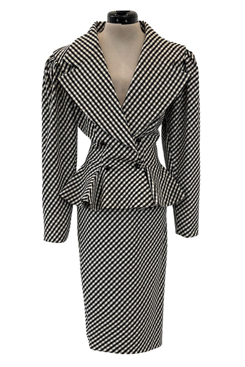 Fabulous Fall 1985 Emanuel Ungaro Haute Couture Runway B&W Check Suit