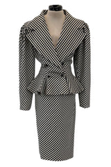 Fabulous Fall 1985 Emanuel Ungaro Haute Couture Runway B&W Check Suit