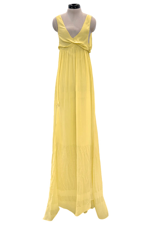 Ethereal 2000s Christian Dior by John Galliano Pale Yellow Silk Chiffon Dress w Barely There Bodice