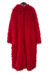 Pre-Fall 2019 Valentino by Pierpaulo Piccioli Runway Look 4 Oversized Shaggy Red Mohair Coat