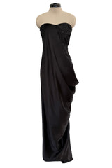 Fall 2008 Alexander McQueen 'The Girl Who Lived in a Tree' Strapless Draped Silk Dress w Elaborate Beading