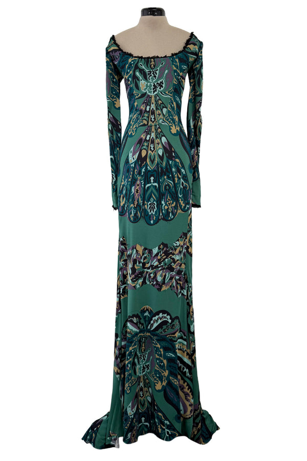 Fabulous Fall 2011 Emilio Pucci by Peter Dundas Runway Look 3 Green Print Corset Front Dress