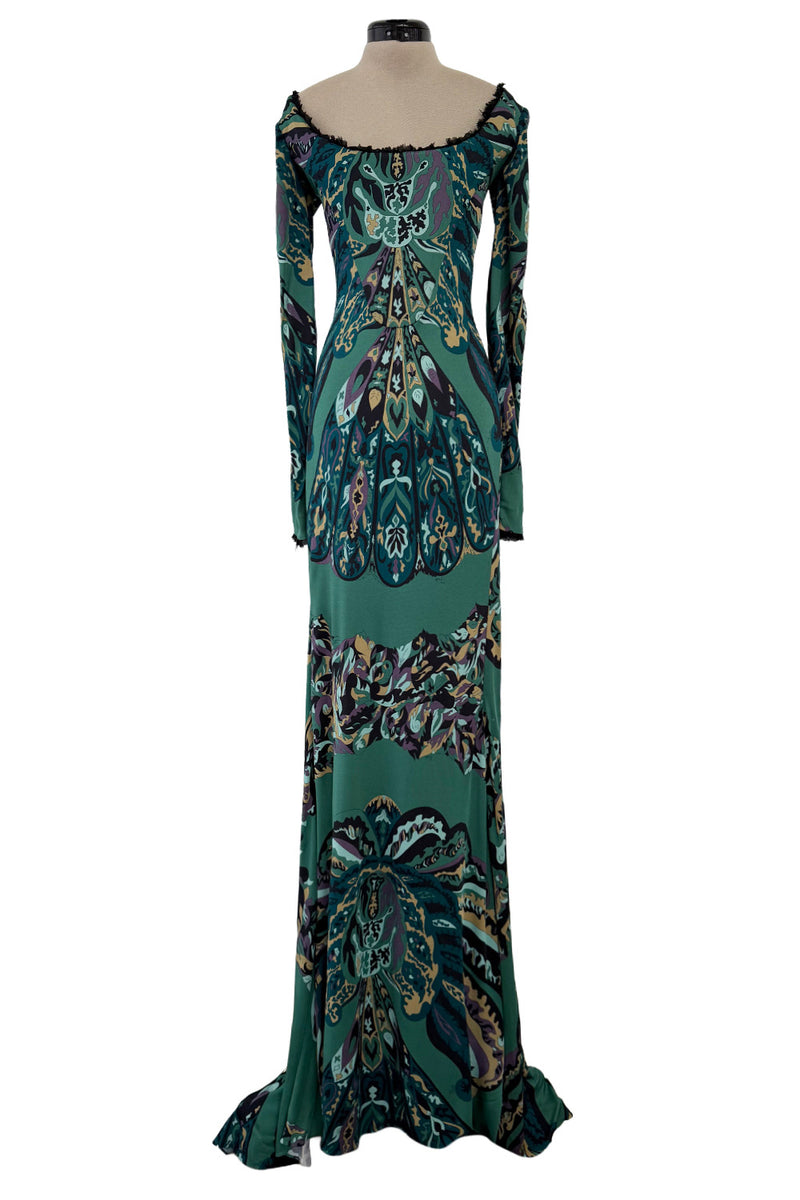 Fabulous Fall 2011 Emilio Pucci by Peter Dundas Runway Look 3 Green Print Corset Front Dress