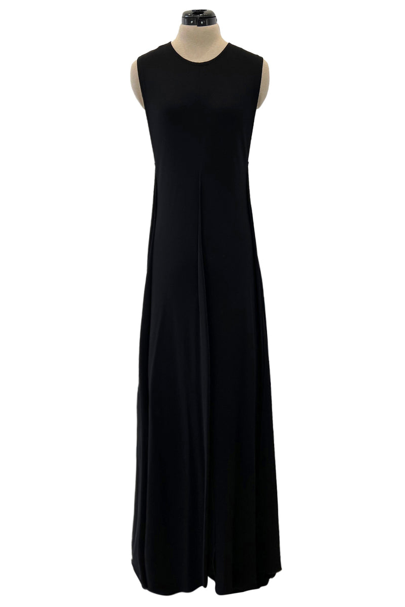 Chic Spring 2000 Chanel by Karl Lagerfeld Runway Sleeveless Black Jersey Tent Swing Dress