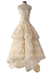 Dreamy Pre-Fall 2015 Oscar de la Renta Look 36 Metallic Gold Applique & Ivory Net Dress