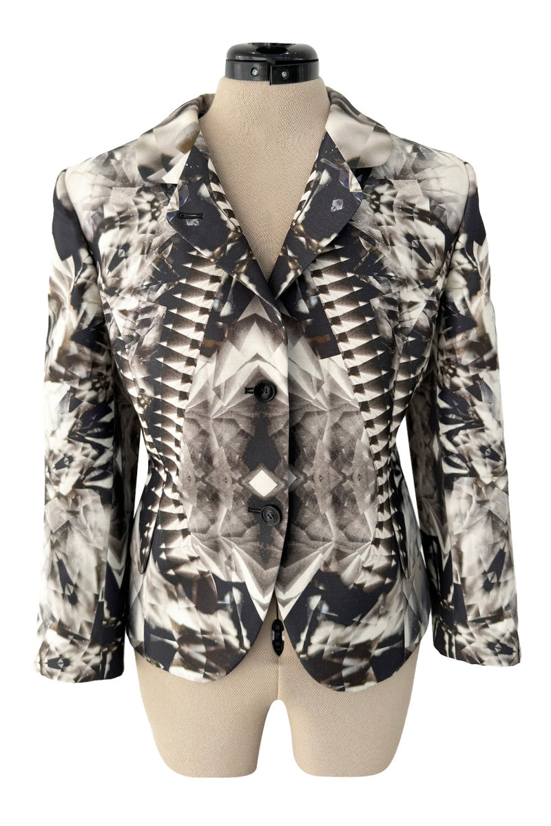 Iconic Spring 2009 Alexander McQueen Look 27 Grey Print Structured and Tailored Jacket
