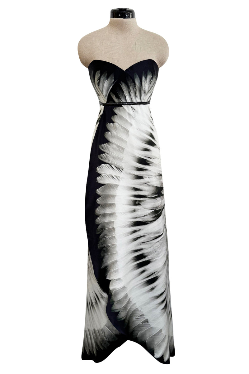 Fabulous 2007 Alexander McQueen Strapless Silk Black & Grey Tone Feath – Shrimpton Couture