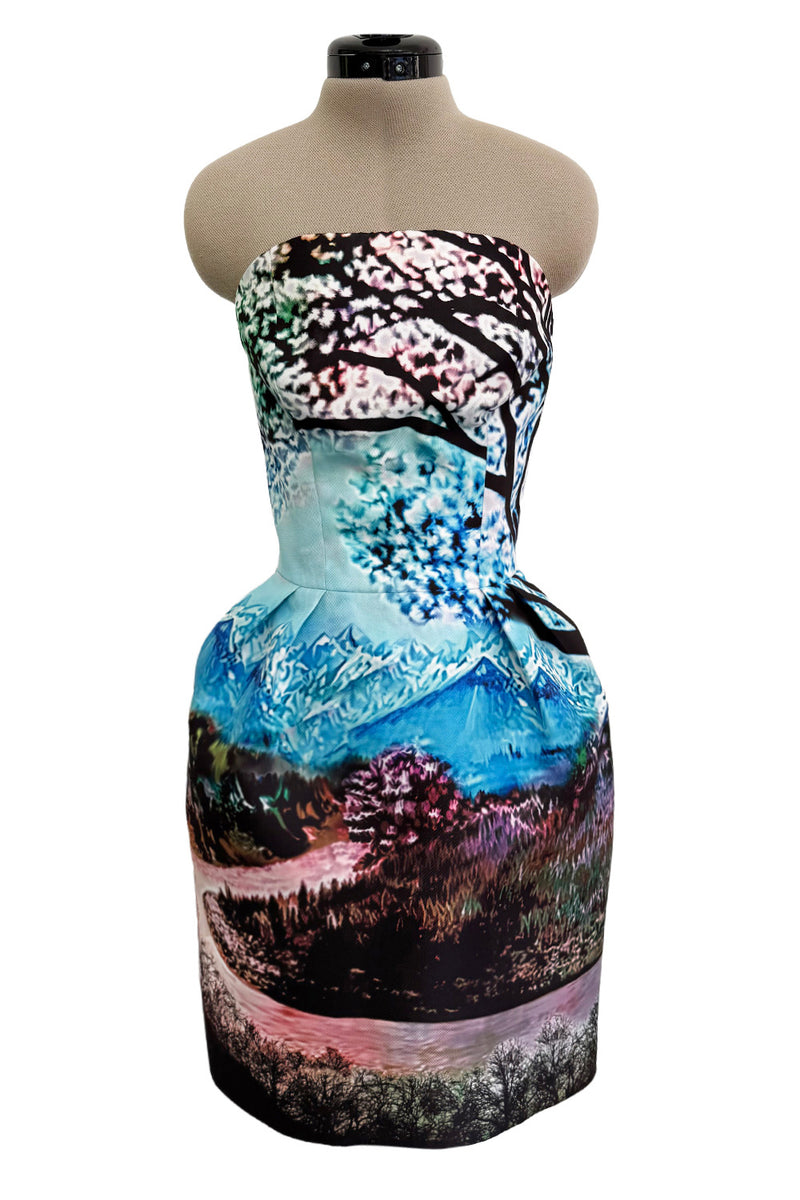 Gorgeous Fall 2013 Mary Katrantzou Runway Print From Look 18 Strapless Bubble Skirt Mini Dress